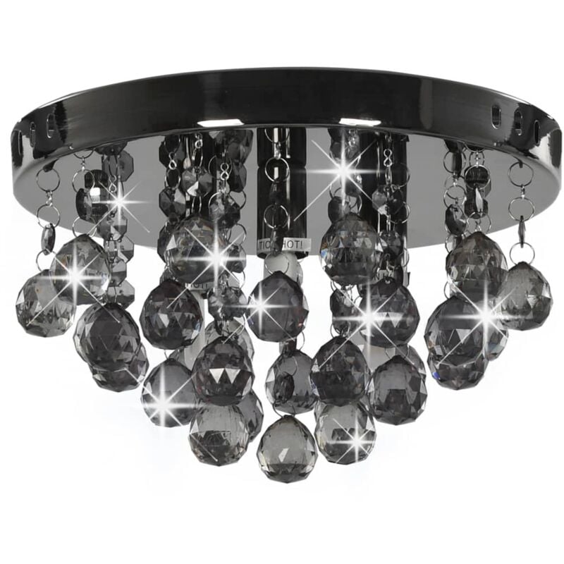Inlife - Plafonnier avec perles fumées Noir Rond G9