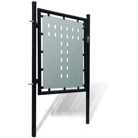 INLIFE Portail simple de clôture Noir 100x125 cm