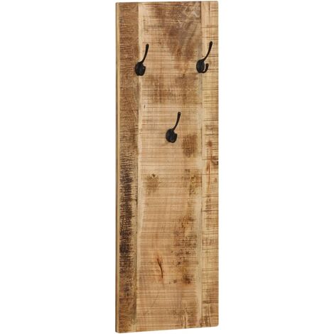 INLIFE Porte-manteau mural 2 pcs Bois de manguier massif 36x110x3 cm