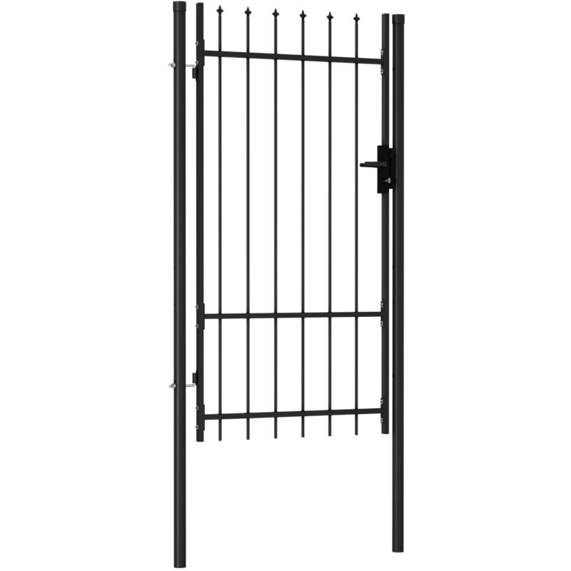 Portillon simple porte avec dessus à pointe Acier 1x1,75 m Noir - Inlife