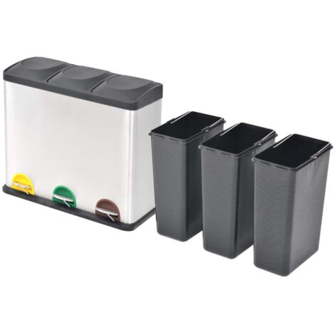 INLIFE Poubelle à ordures Acier inoxydable 54 L