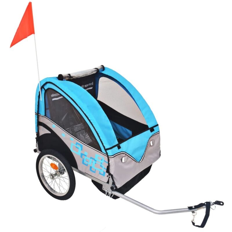 Inlife - Remorque de vélo pour enfants Gris et bleu 30 kg