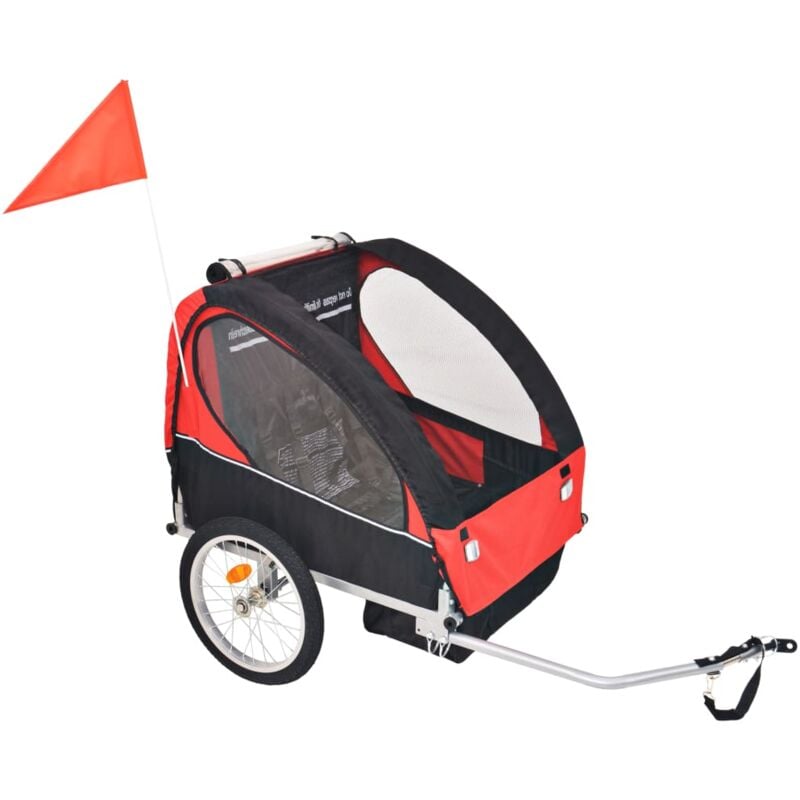 Inlife - Remorque de vélo pour enfants rouge et noire 30 kg