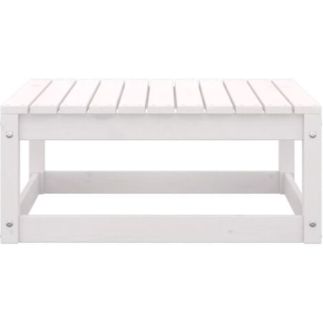 INLIFE Repose-pied de jardin 70x70x30 cm Blanc Bois de pin solide