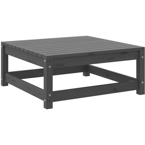 INLIFE Repose-pied de jardin 70x70x30 cm Gris Bois de pin solide
