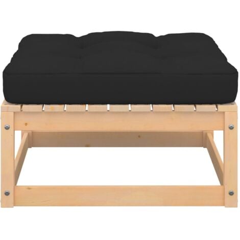 INLIFE Repose-pied de jardin avec coussin Bois de pin massif