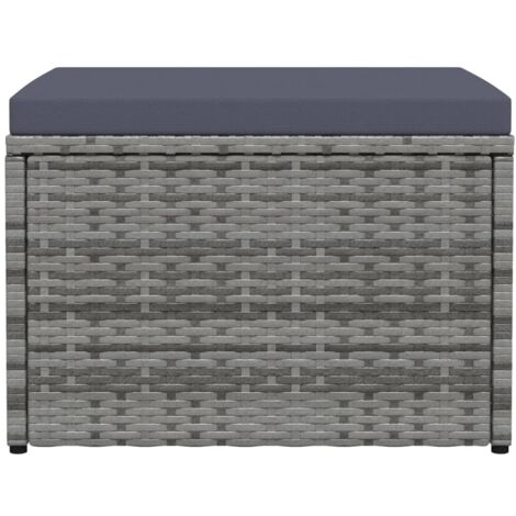 INLIFE Repose-pied de jardin avec coussin Gris Résine tressée