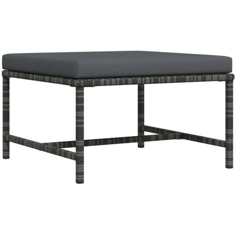 INLIFE Repose-pied sectionnel avec coussin Gris Résine tressée