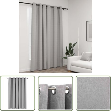 INLIFE Rideau occultant Aspect de lin avec œillets Gris 290x245 cm