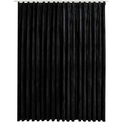 INLIFE Rideau occultant avec crochets Velours Noir 290x245 cm