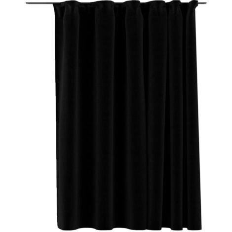 INLIFE Rideau occultant d'aspect de lin avec crochets Noir 290x245 cm