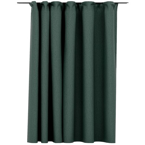 INLIFE Rideau occultant d'aspect de lin avec crochets Vert 290x245 cm