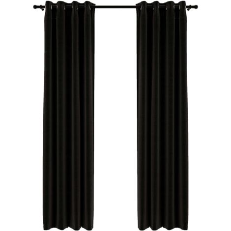 INLIFE Rideaux occultants Aspect de lin 2 pcs Anthracite 140x245 cm