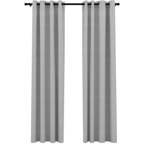 INLIFE Rideaux occultants Aspect lin avec œillets 2 pcs Gris 140x245cm