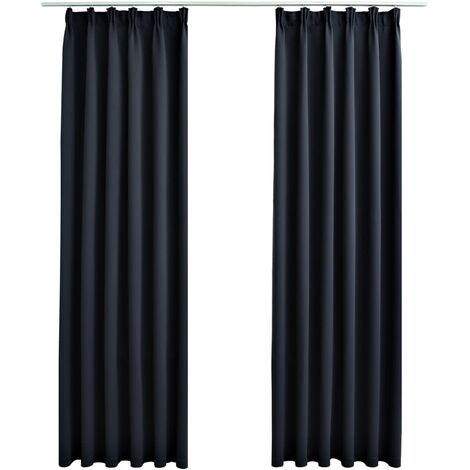 INLIFE Rideaux occultants avec crochets 2 pcs Anthracite 140x175 cm