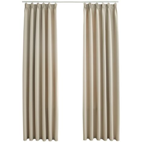 INLIFE Rideaux occultants avec crochets 2 pcs Beige 140x245 cm
