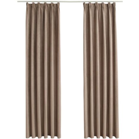 INLIFE Rideaux occultants avec crochets 2 pcs Taupe 140x245 cm