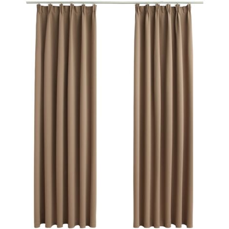 INLIFE Rideaux occultants avec crochets 2 pcs Taupe 140x245 cm