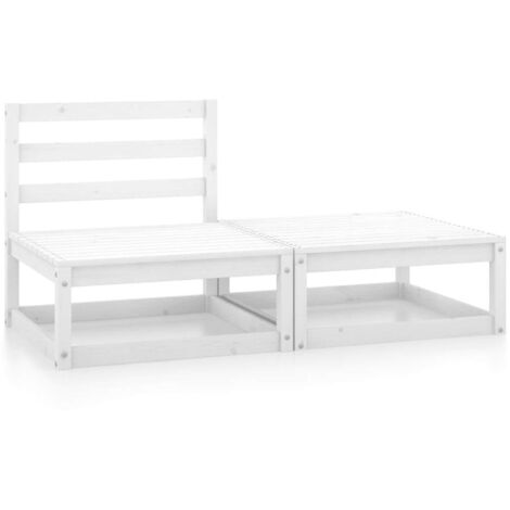 INLIFE Salon de jardin 2 pcs Blanc Bois de pin massif