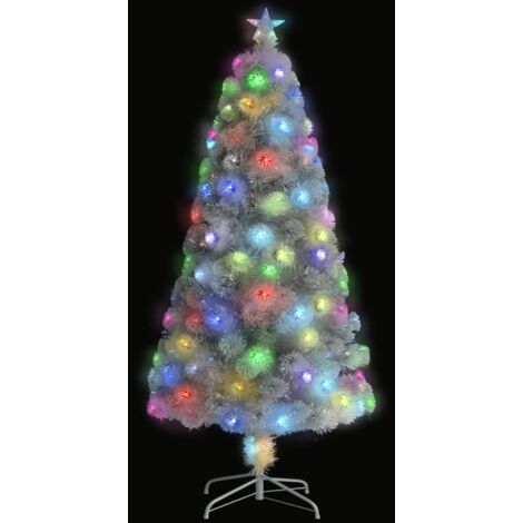 INLIFE Sapin de Noël artificiel avec LED Blanc Fibre optique 120 cm