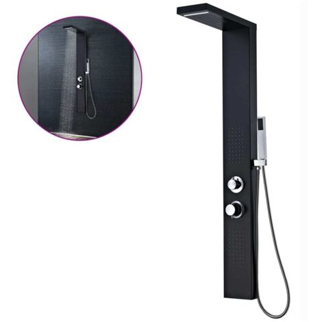INLIFE Système de panneau de douche Aluminium Mat Noir