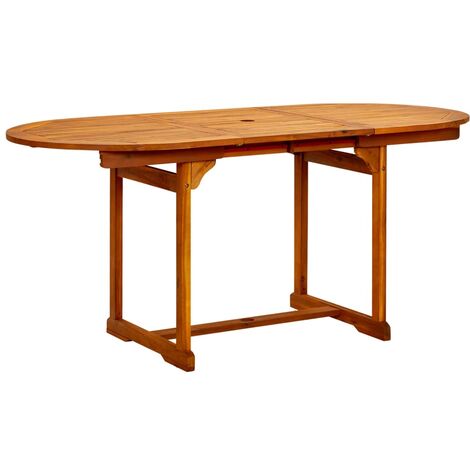 INLIFE Table à dîner de jardin (120-170)x80x75 cm Bois d'acacia massif