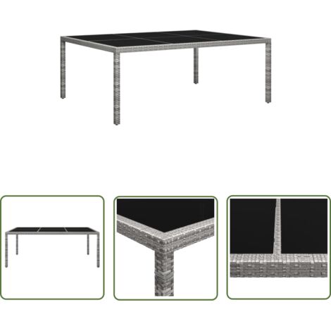 INLIFE Table à dîner d'extérieur Gris 200x150x74 cm Résine tressée