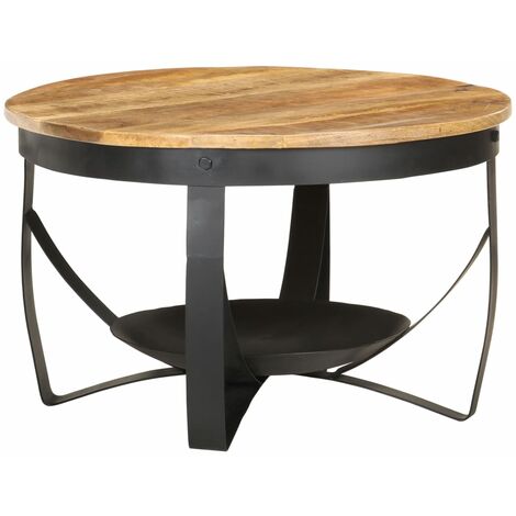 INLIFE Table basse Ø68x43 cm Bois de manguier brut