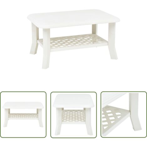 INLIFE Table basse Blanc 90 x 60 x 46 cm Plastique