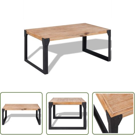 INLIFE Table basse Bois d'acacia massif 100 x 60 x 45 cm