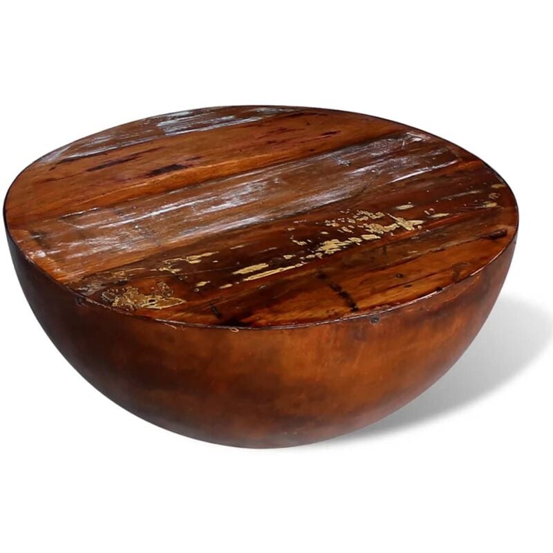 Inlife - Table basse Forme de bol avec base en acier Bois recyclé