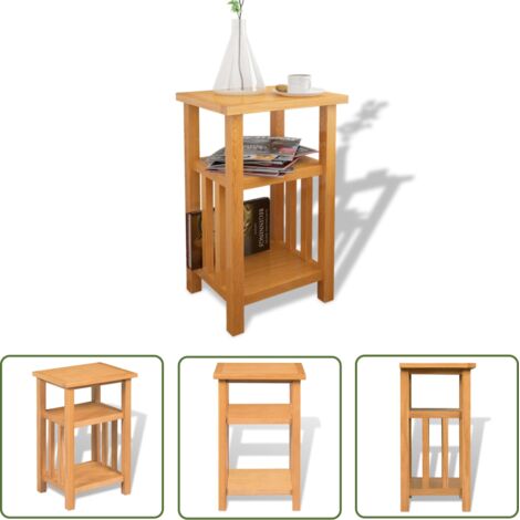 INLIFE Table d'appoint avec étagère à revues Chêne massif 27x35x55 cm