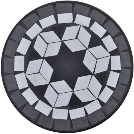 INLIFE Table d'appoint Mosaïque Noir et blanc