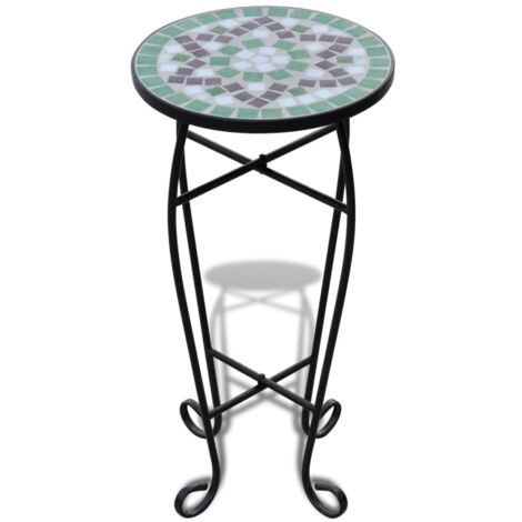 INLIFE Table d'appoint Mosaïque Vert et blanc
