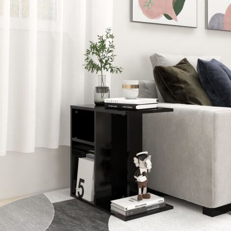 INLIFE Table d'appoint Noir 50x30x50 cm Aggloméré