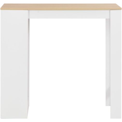 INLIFE Table de bar avec étagère Blanc 110x50x103 cm