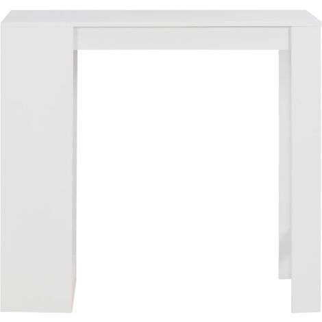 INLIFE Table de bar avec étagère Blanc 110x50x103 cm