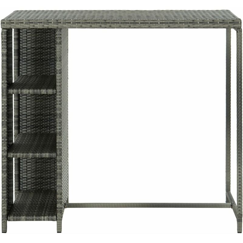 Inlife - Table de bar avec rangement Gris 120x60x110 cm Résine tressée