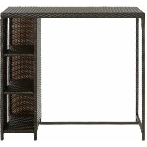 INLIFE Table de bar avec rangement Marron 120x60x110 cm Résine tressée