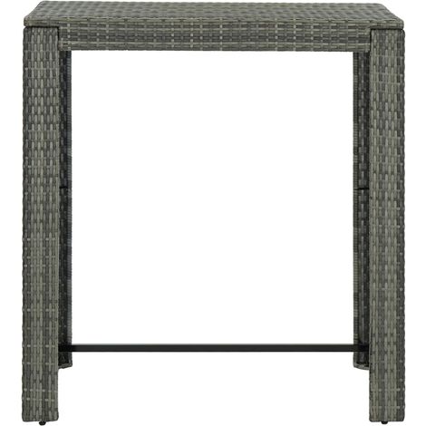 INLIFE Table de bar de jardin Gris 100x60,5x110,5 cm Résine tressée