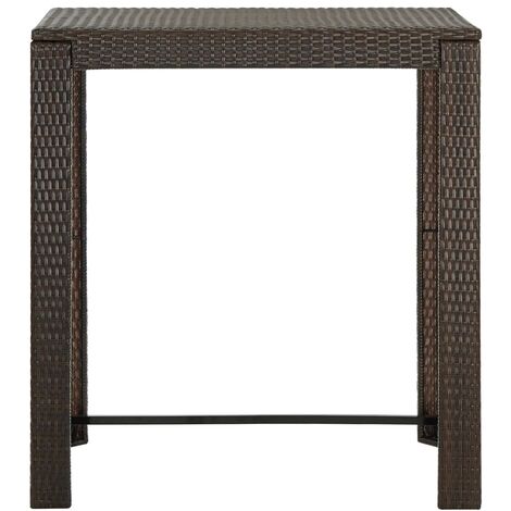 INLIFE Table de bar de jardin Marron 100x60,5x110,5 cm Résine tressée