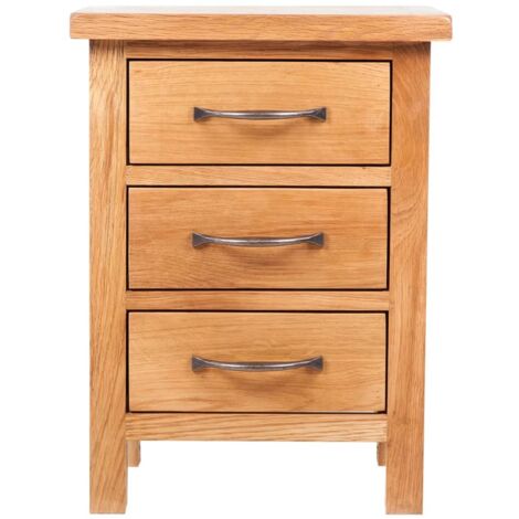 INLIFE Table de chevet avec 3 tiroirs 40x30x54 cm Bois de chêne massif