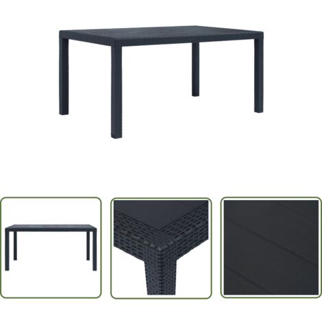 INLIFE Table de jardin Anthracite 150x90x72 cm Plastique Aspect rotin