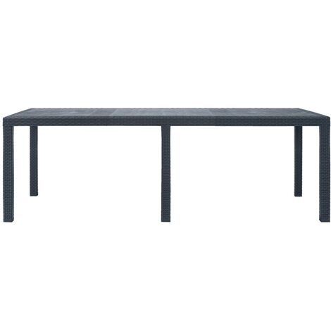 INLIFE Table de jardin Anthracite 220x90x72 cm Plastique Aspect rotin