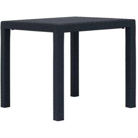 INLIFE Table de jardin Anthracite 79x79x72cm Plastique Aspect de rotin