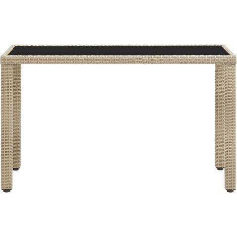INLIFE Table de jardin Beige 123x60x74 cm Résine tressée