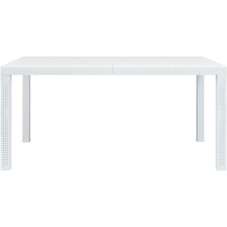 INLIFE Table de jardin Blanc 150x90x72 cm Plastique Aspect de rotin