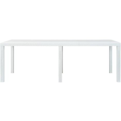 INLIFE Table de jardin Blanc 220x90x72 cm Plastique Aspect de rotin