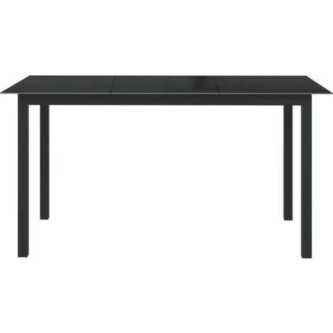 INLIFE Table de jardin Noir 150x90x74 cm Aluminium et verre