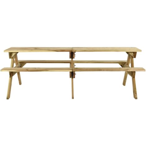 INLIFE Table de pique-nique et bancs 220x122x72cm Bois de pin imprégné